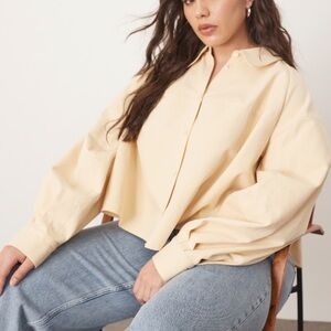 ARRANGE Curve structured boxy shirt in buttermilk Size 16